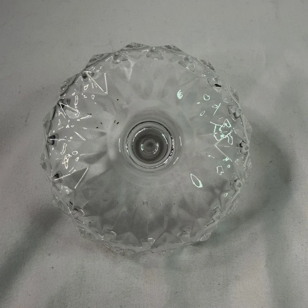Vintage Clear Pressed Glass Ring Holder Lotus Starburst Scalloped Trinket Dish